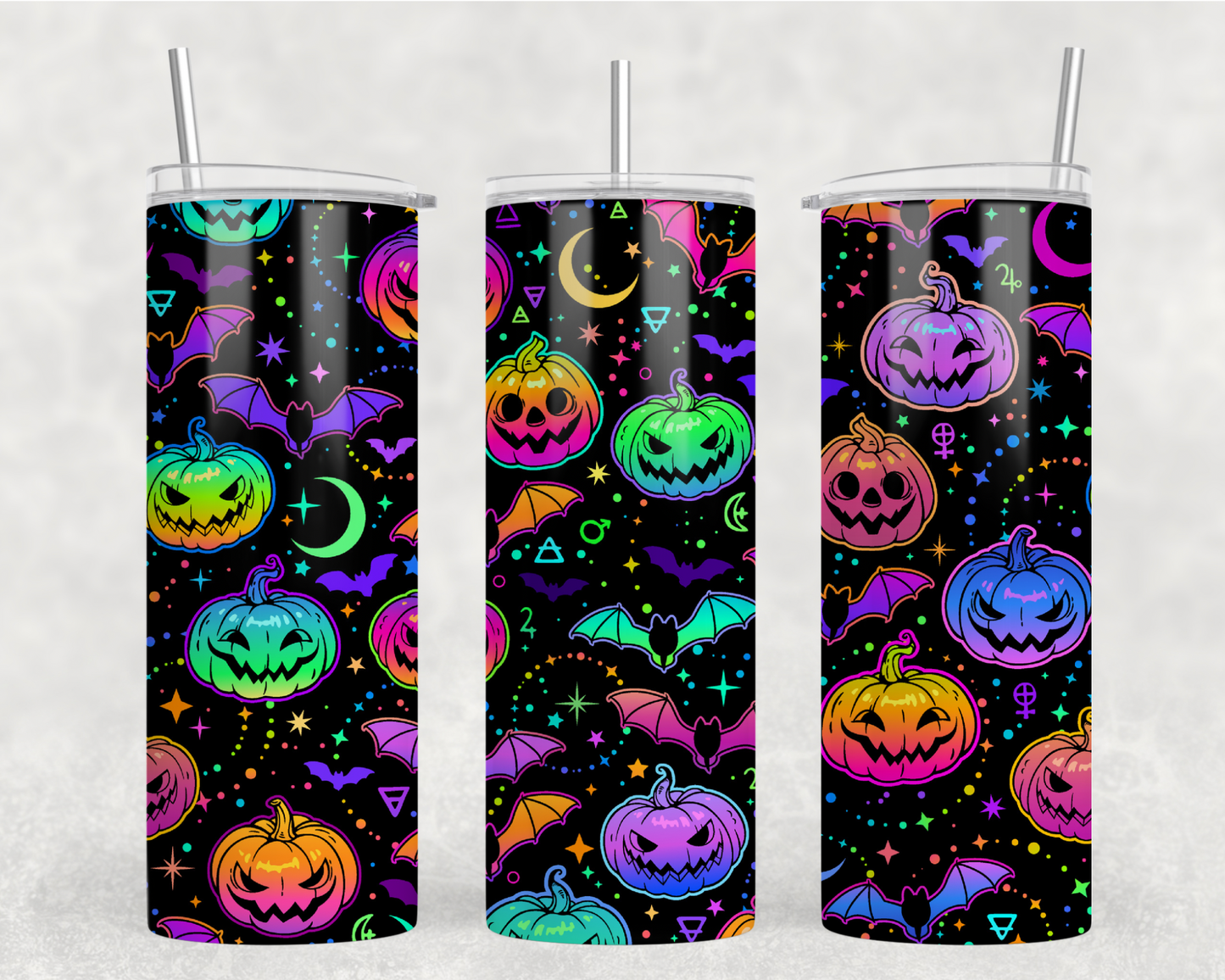 Digital Download - Neon Pumpkins 20oz Tumbler Wrap