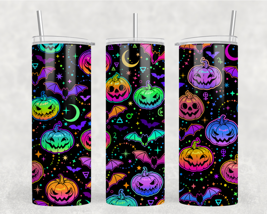 Digital Download - Neon Pumpkins 20oz Tumbler Wrap