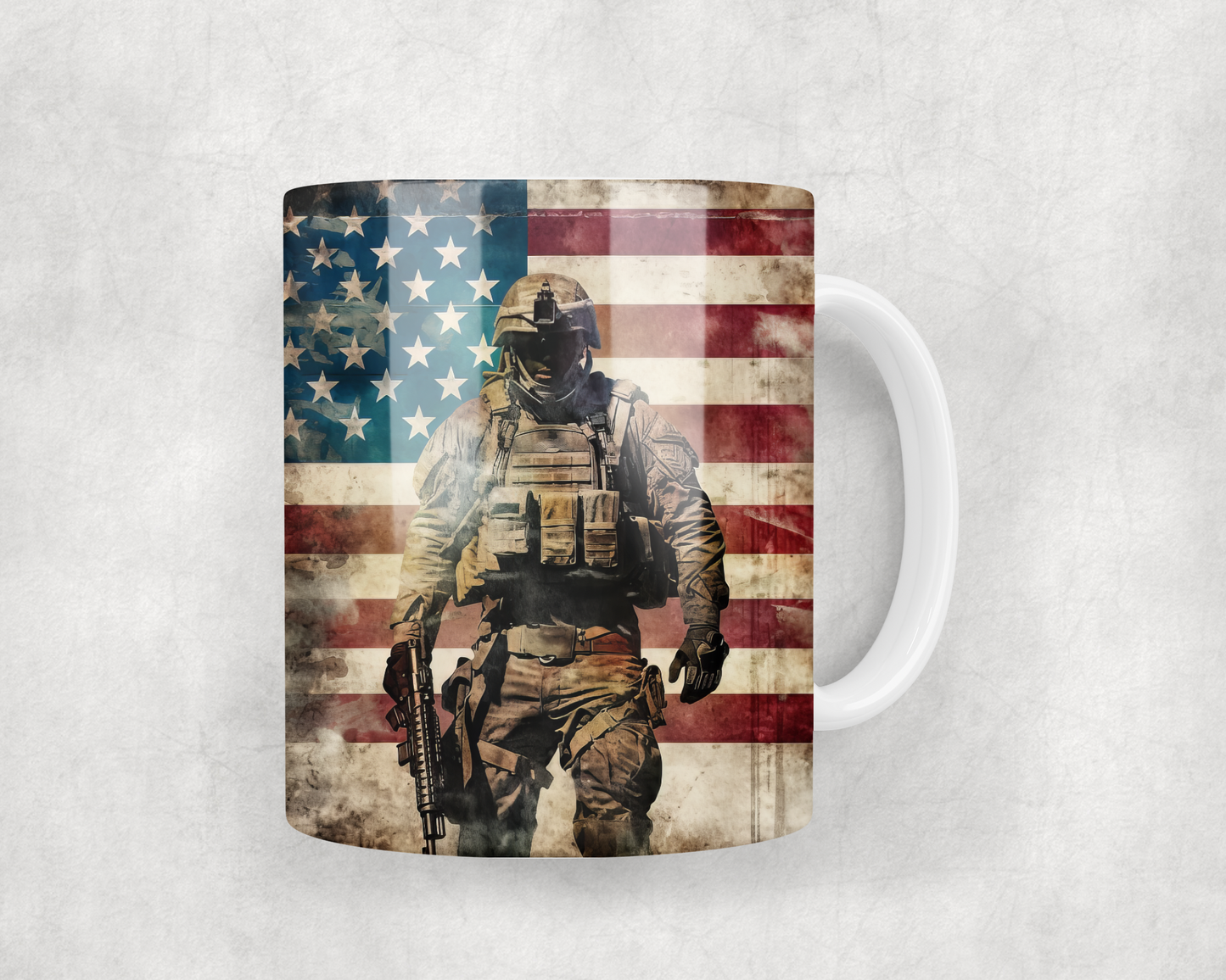 American Flag Soldier Mug Wrap