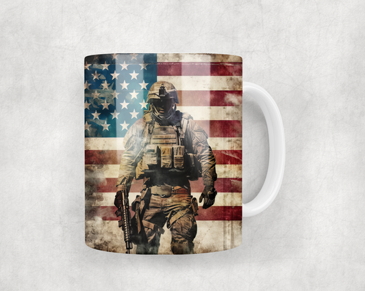 American Flag Soldier Mug Wrap