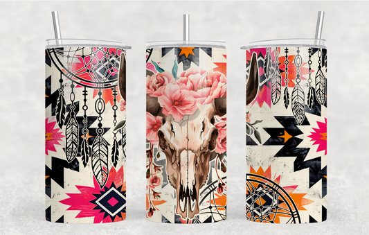 Pink Boho Bull 16oz / 4 in 1 Can Cooler