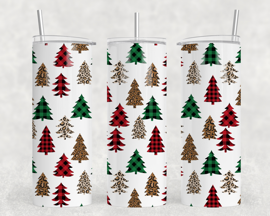 Plaid Christmas Trees Tumbler Wrap