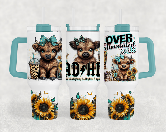 Highland Cow AD/HD Over Stimulated Club 40oz Tumbler Wrap