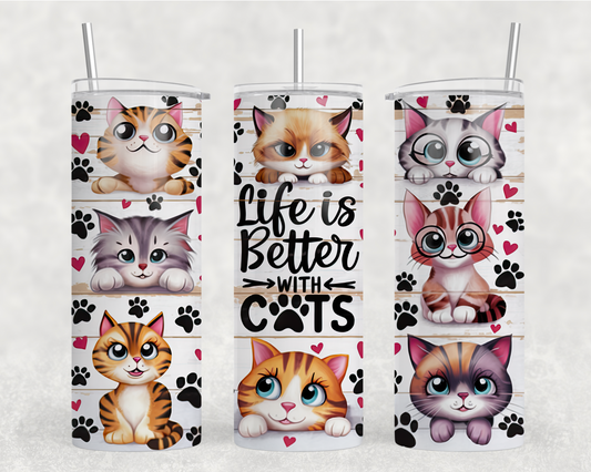 Life Is Better With Cats Sublimation Tumbler Wrap