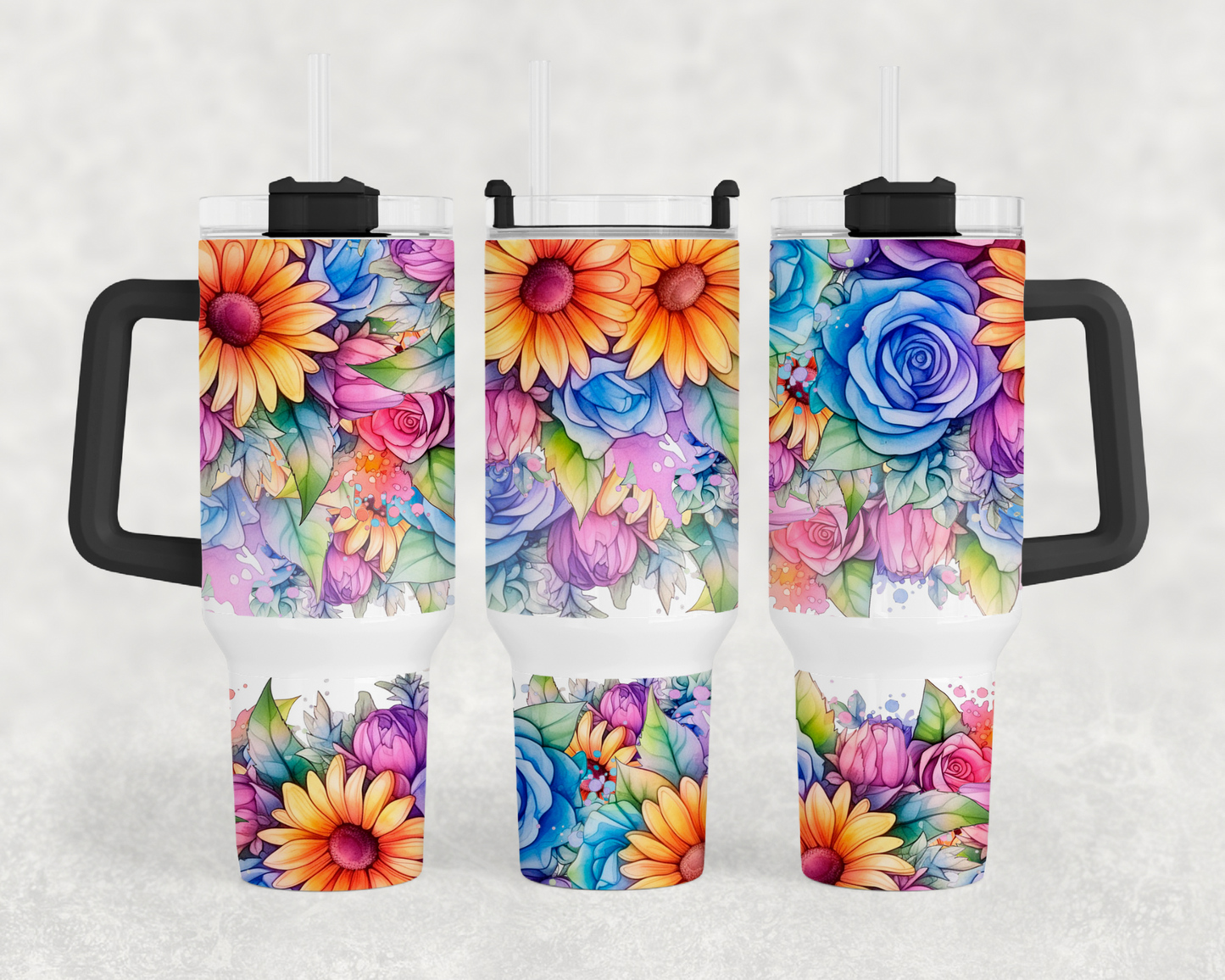 Watercolor Floral 40oz Tumbler Wrap