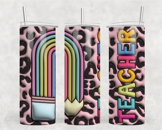 Digital Download - Teacher Rainbow 3D 20oz Tumbler Wrap