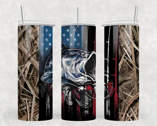 Digital Download - Camo & Bass Fish 20oz Tumbler Wrap