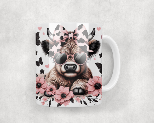 Baby Cow Pink Flowers Mug Wrap