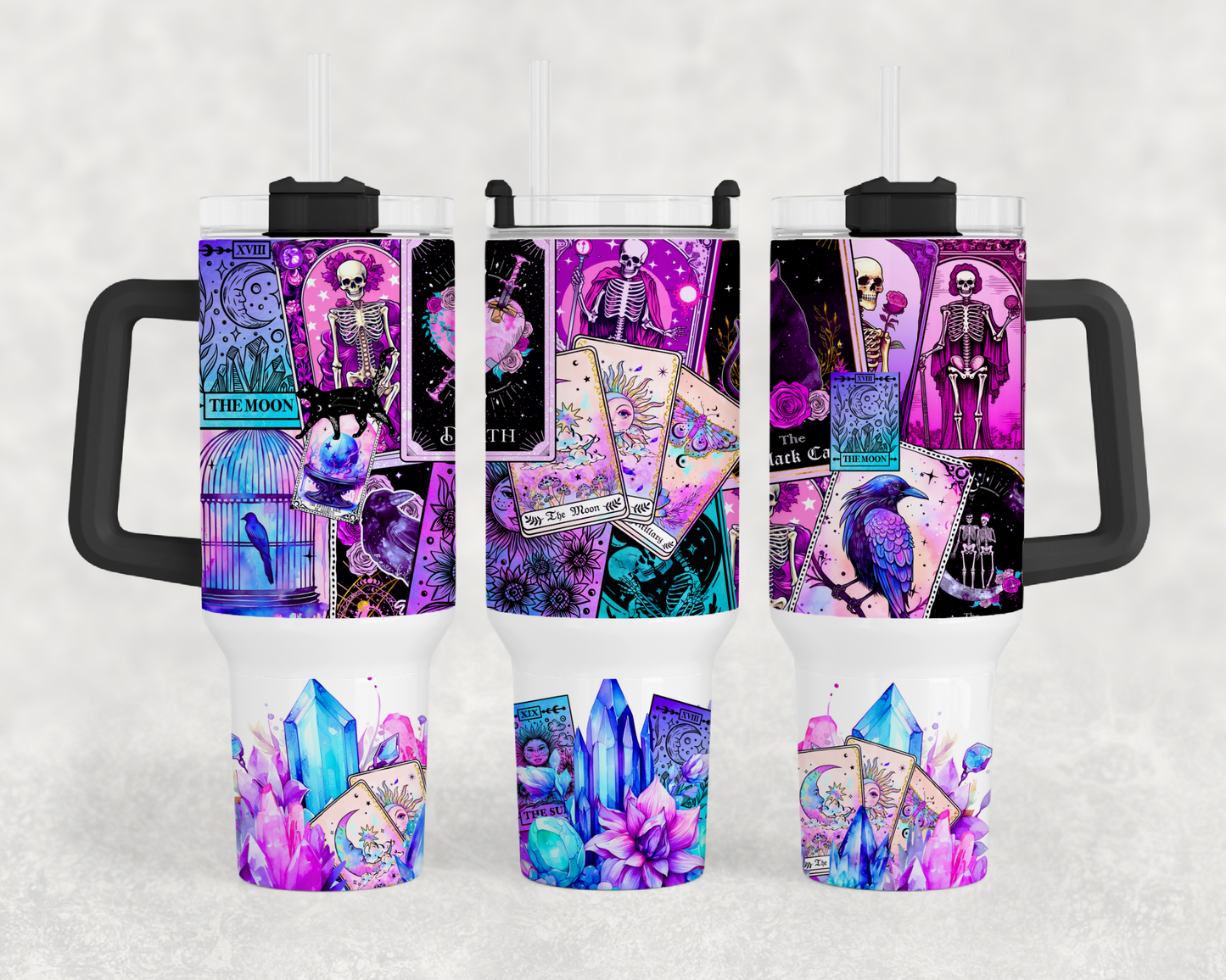Neon Tarot Cards 40oz Tumbler Wrap