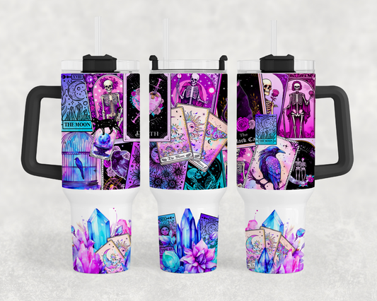 Neon Tarot Cards 40oz Tumbler Wrap