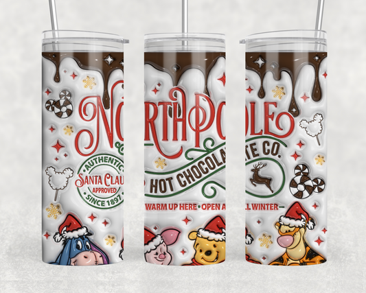 Christmas North Pole Hot Chocolate Winnie Sublimation Tumbler Wrap