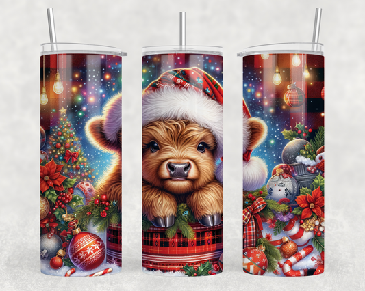 Christmas Wonderland Cow Sublimation Tumbler Wrap