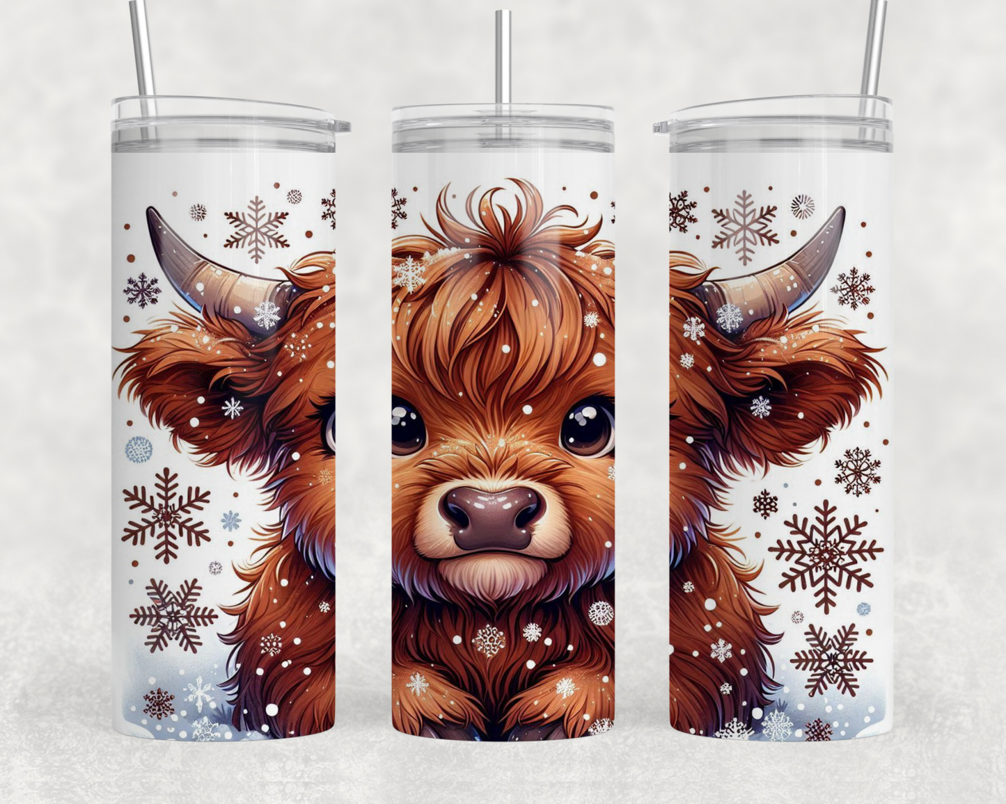 Christmas Snow Cow Sublimation Tumbler Wrap