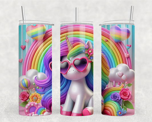 Rainbow 3D Unicorn Tumbler Wrap