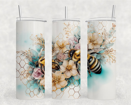Gold & Turquise Bee Tumbler Wrap
