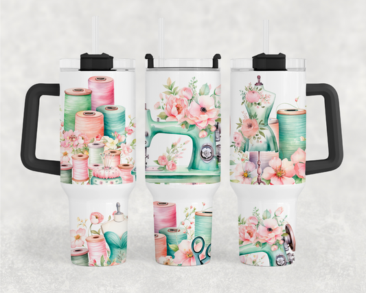 Floral Sewing Machine 40oz Tumbler Wrap