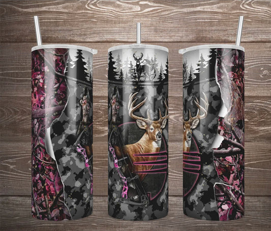 Pink & Camo Deer Tumbler Wrap