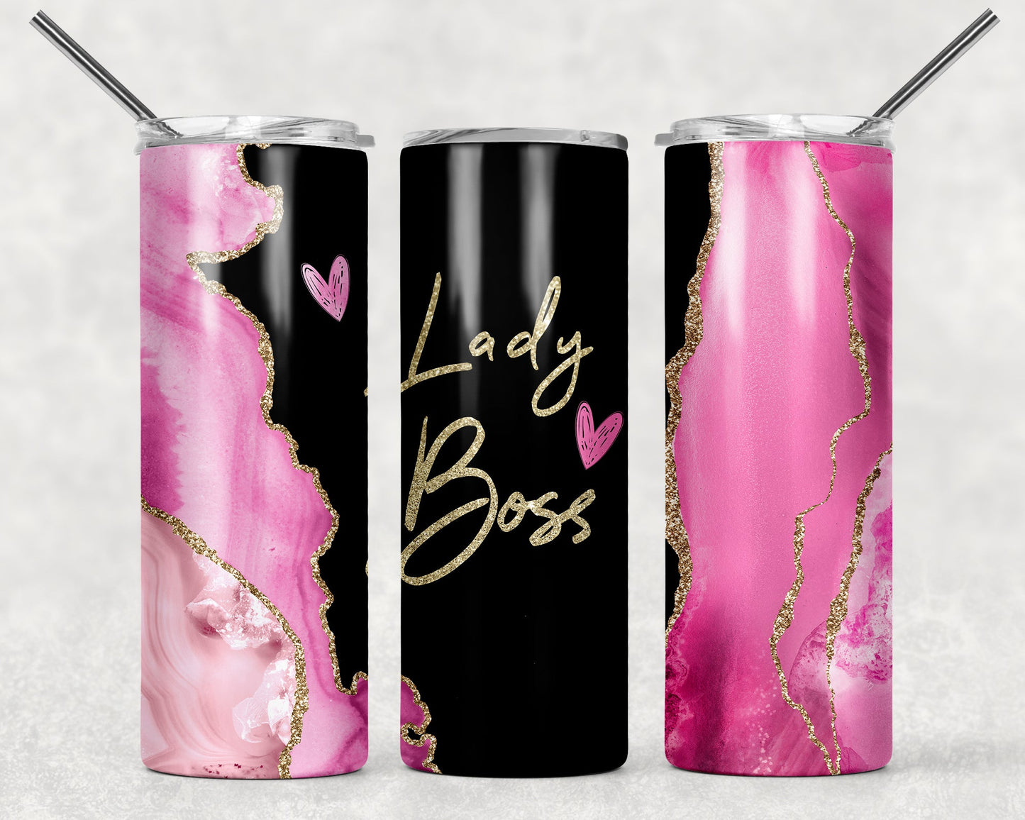 Lady Boss Pink Marble Tumbler Wrap