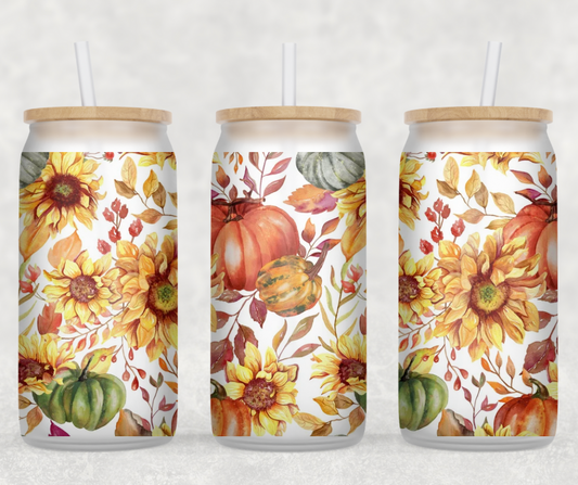 Fall Pumpkins Glass Can Wrap