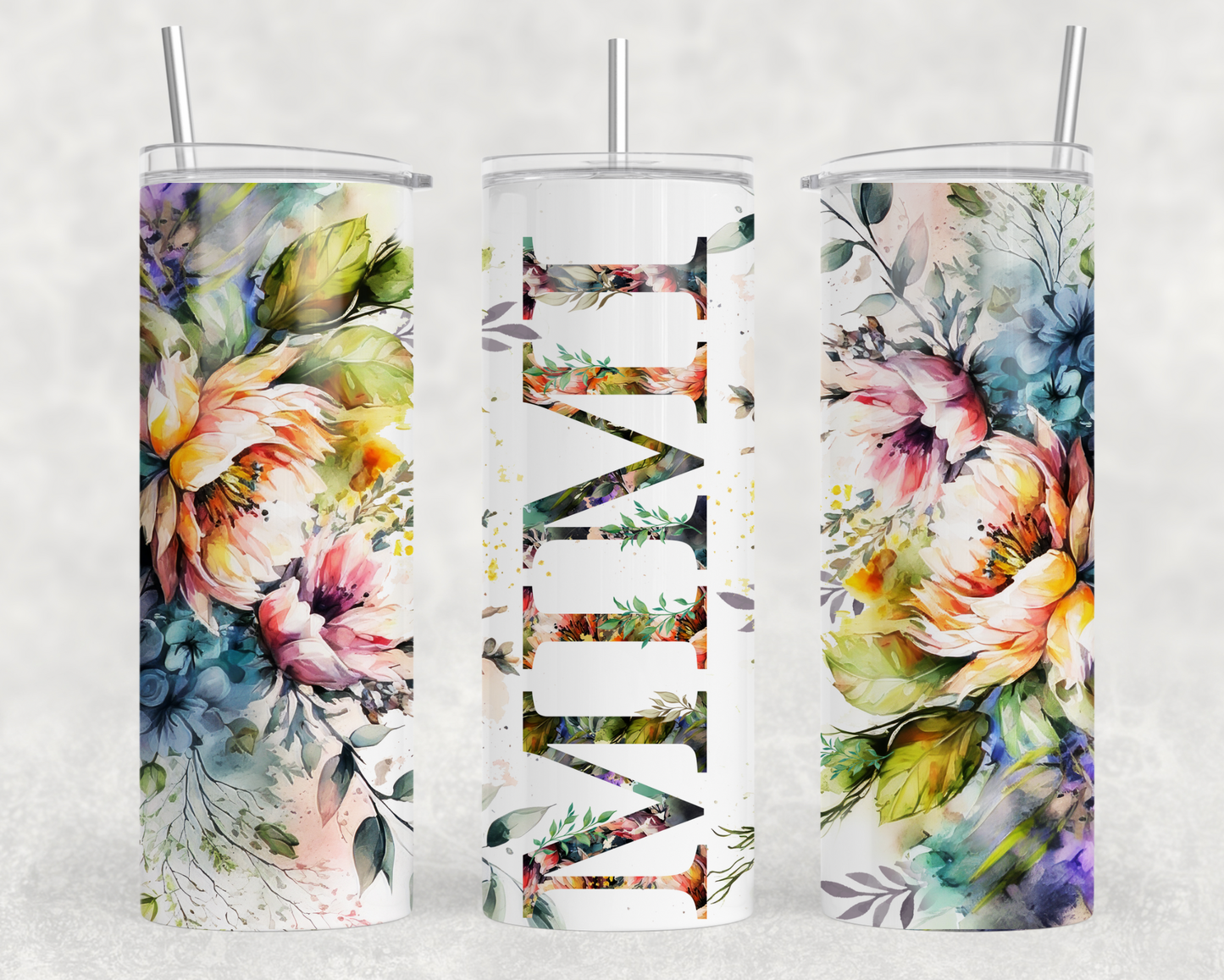 Mama, Memaw, Grandma, Noni Bright Floral Tumbler Wrap