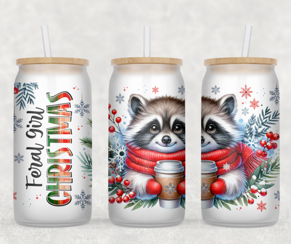 Feral Girl Christmas Glass Can Wrap