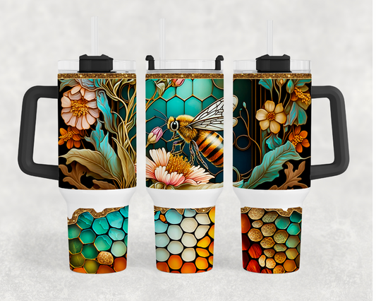 Stained Glass Bee 40oz Tumbler Wrap