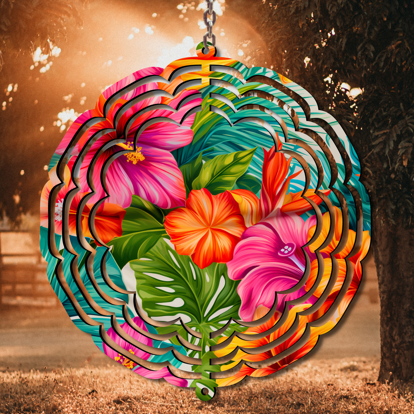 Hibiscus Flowers Wind Spinner