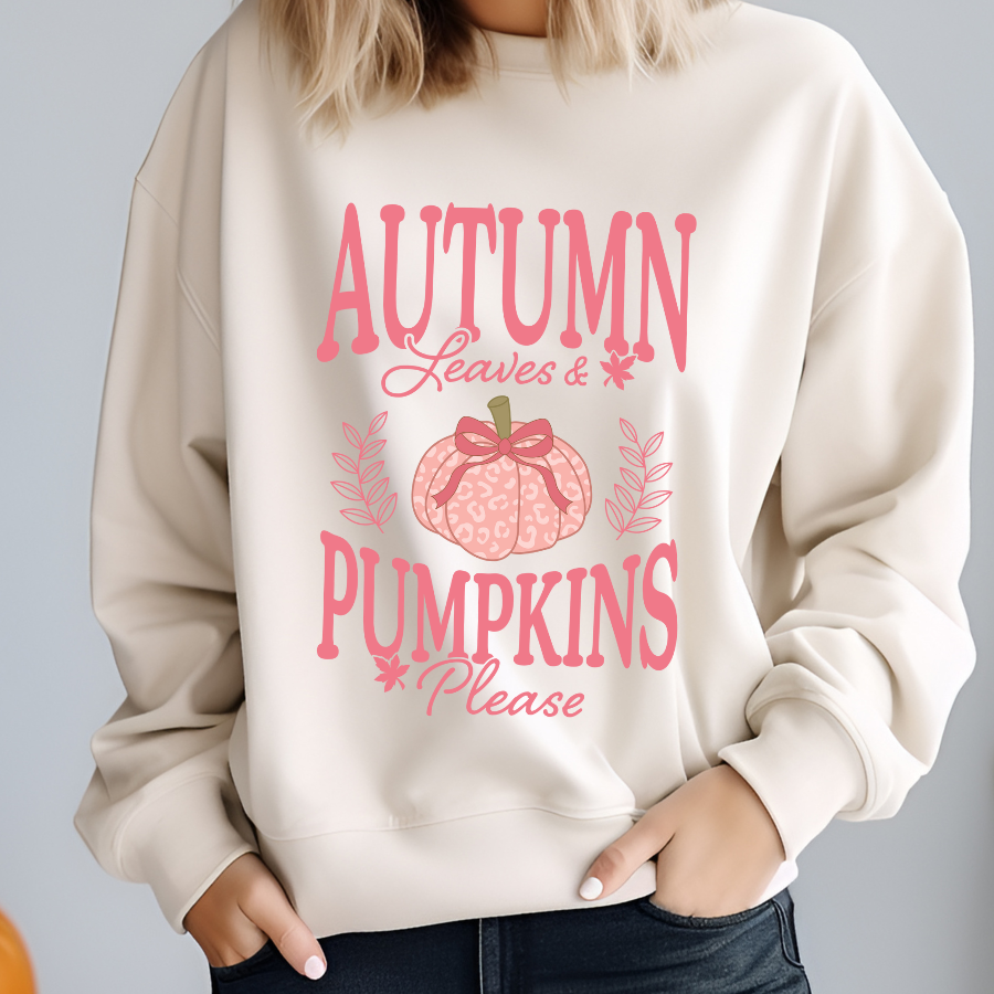 Autumn Leaves & Pumpkins Please Sublimation Print