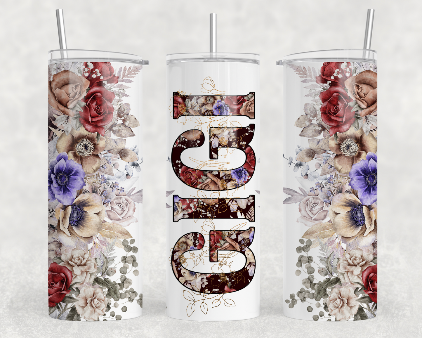 Gigi Red Floral Tumbler Wrap