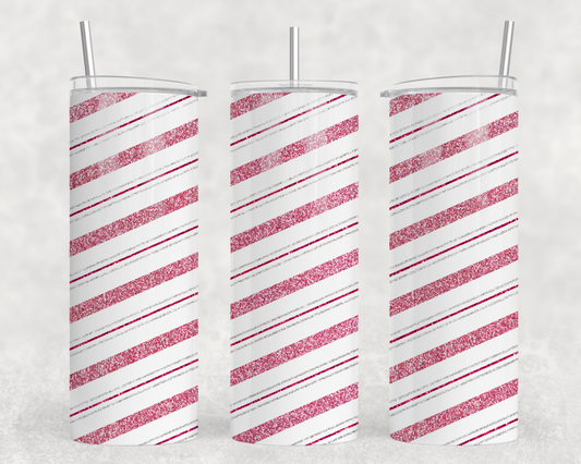 Pink Glitter Candy Cane Tumbler Wrap
