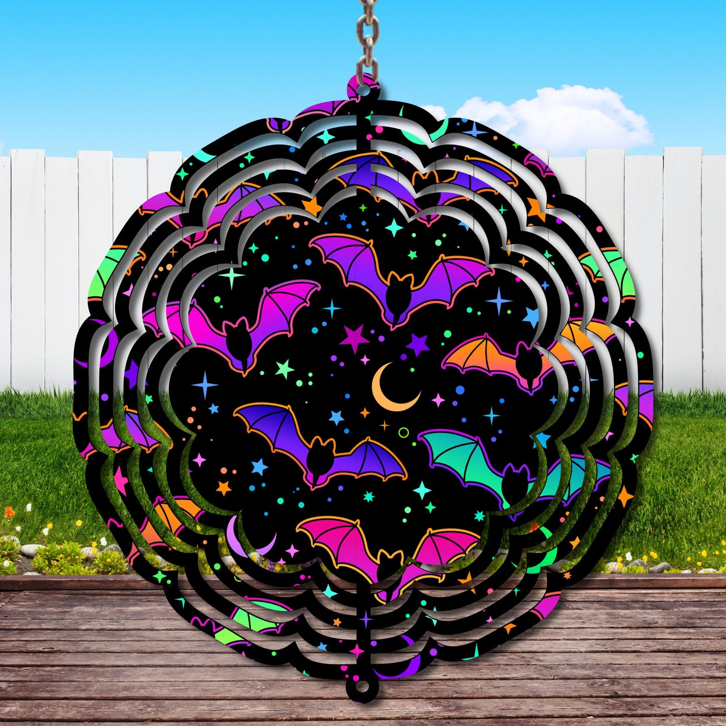 Neon Bats Wind Spinner Sublimation Print