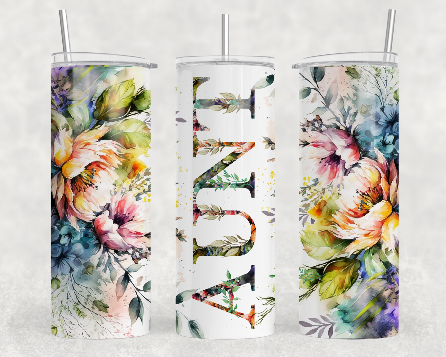 Mama, Memaw, Grandma, Noni Bright Floral Tumbler Wrap