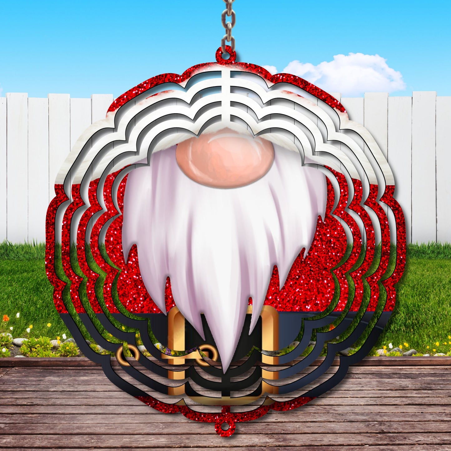 Santa Gnome Wind Spinner Sublimation Print