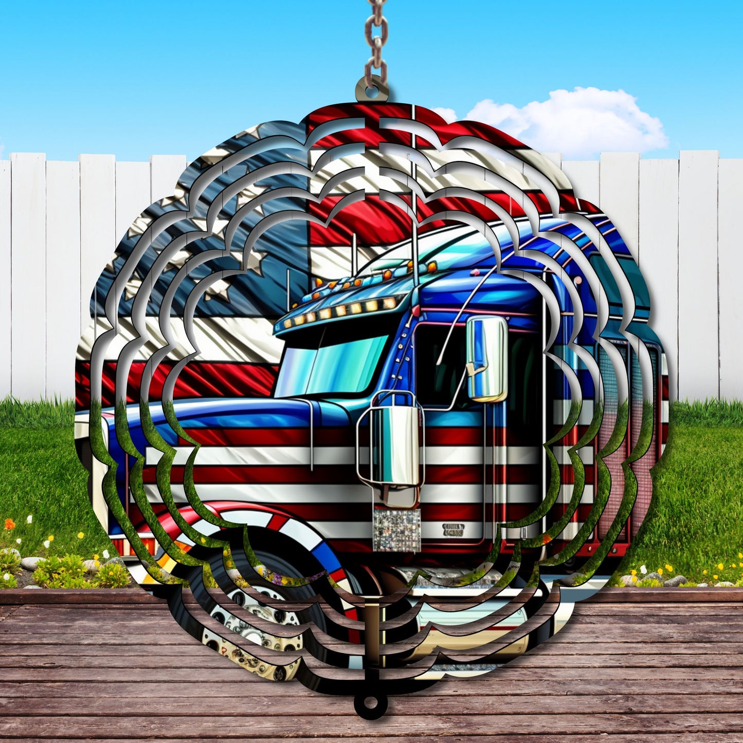 American Big Rig Wind Spinner Sublimation Print