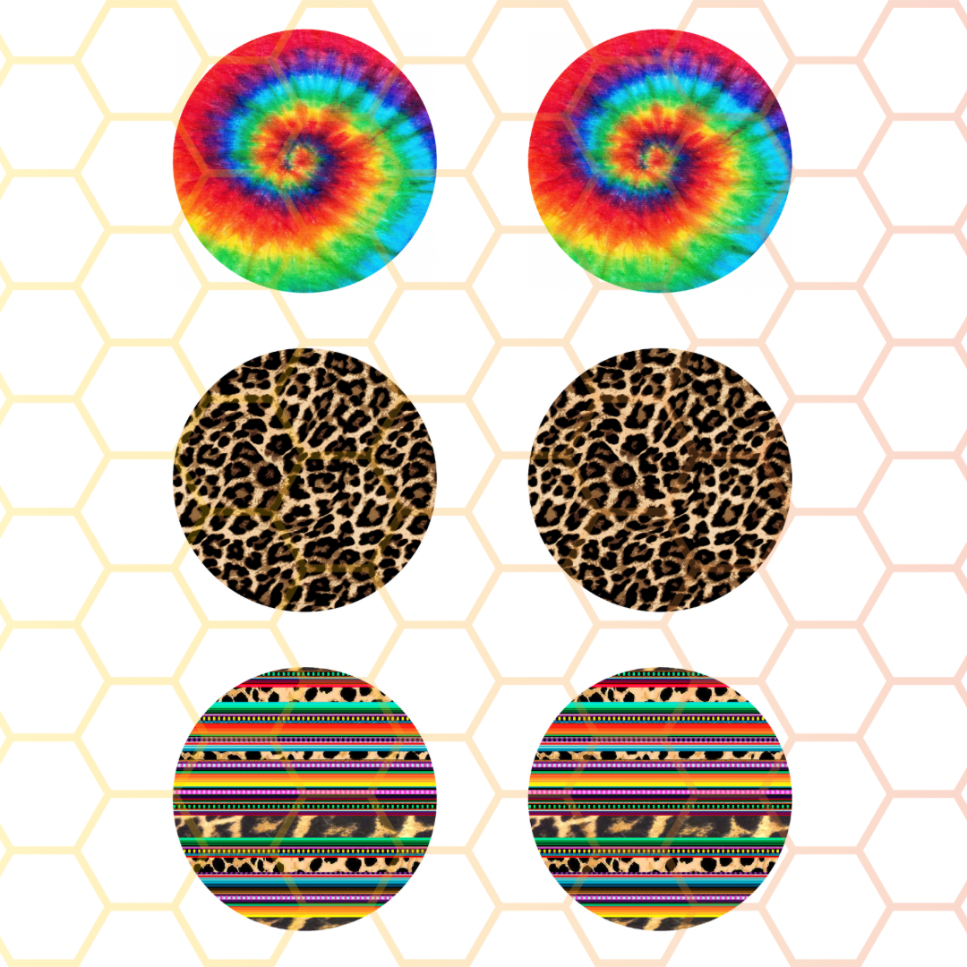 Tie Dye, Leopard, Serape Car Coaster