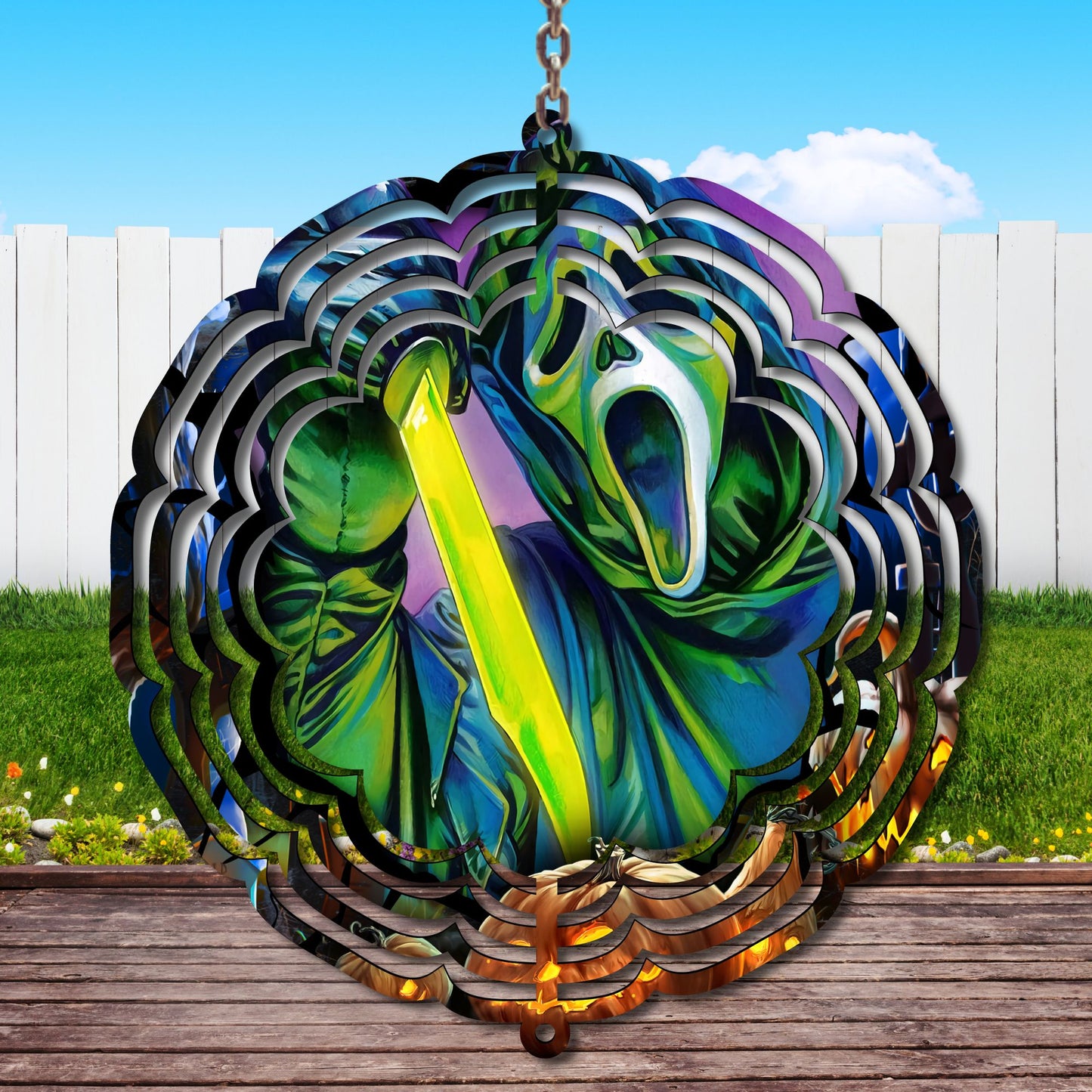 Neon Ghostface Wind Spinner Sublimation Print