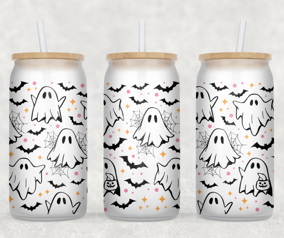 Ghosts & Bats Glass Can Wrap