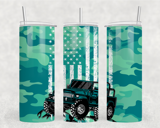 Teal Jeep Sublimation Tumbler Wrap