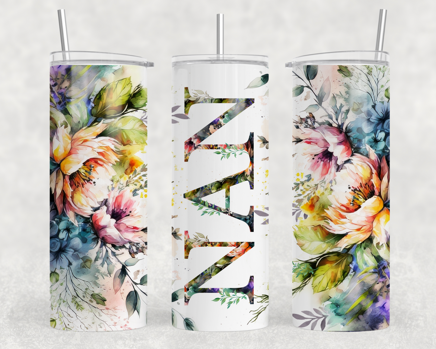 Mama, Memaw, Grandma, Noni Bright Floral Tumbler Wrap