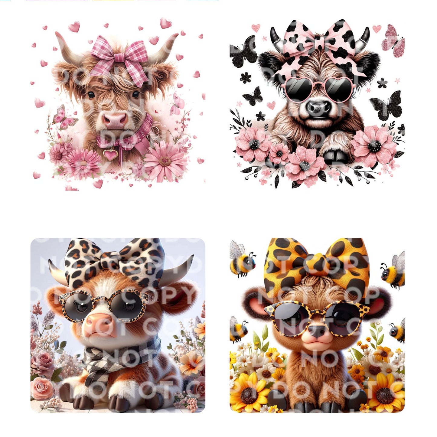 Baby Cows Car Air Freshener & 4 inch Coaster Sublimation Print