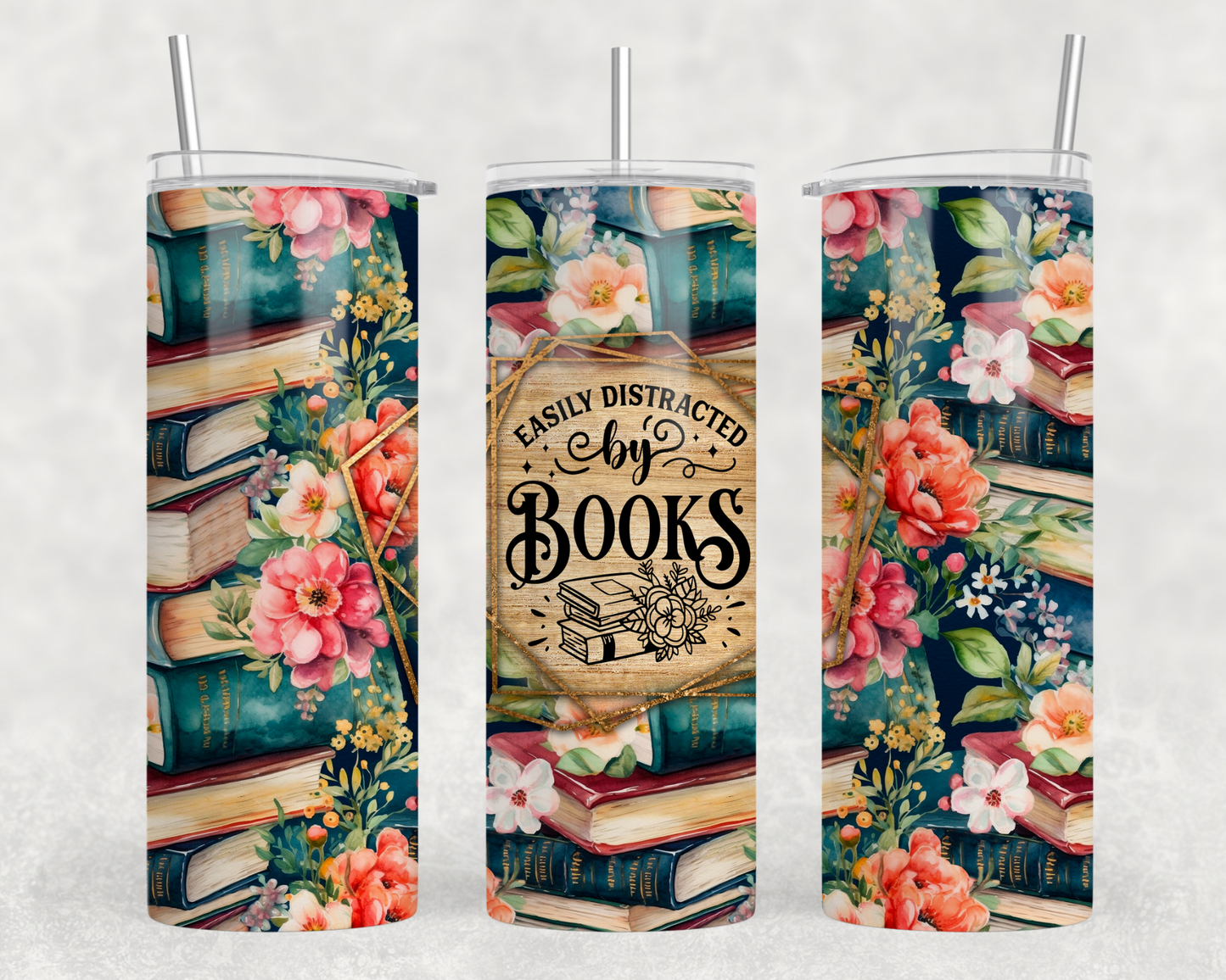 Easily Distracted By Books Tumbler Wrap