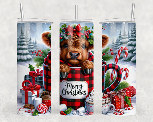 Christmas Cow - Merry Christmas Sublimation Tumbler Wrap