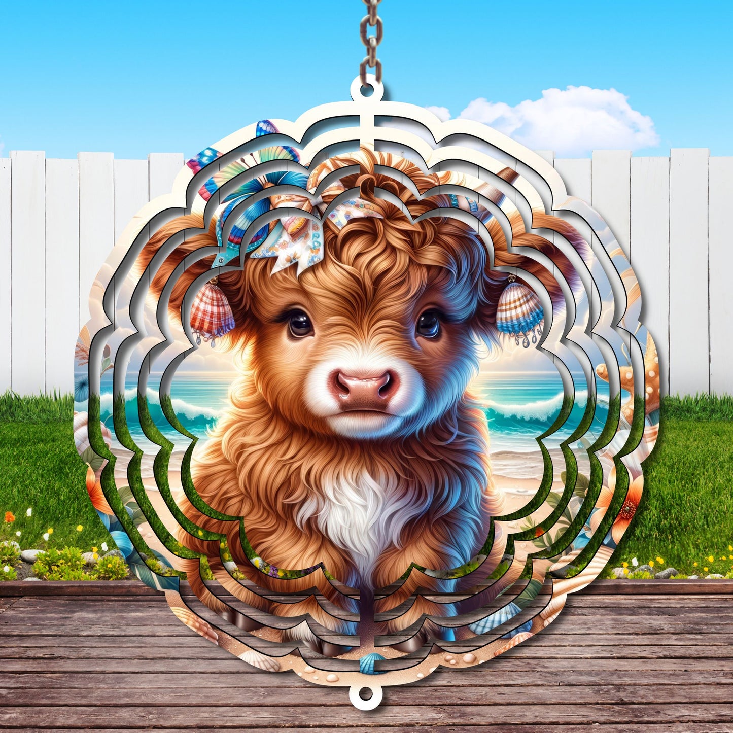 Beach Cow Wind Spinner Sublimation Print