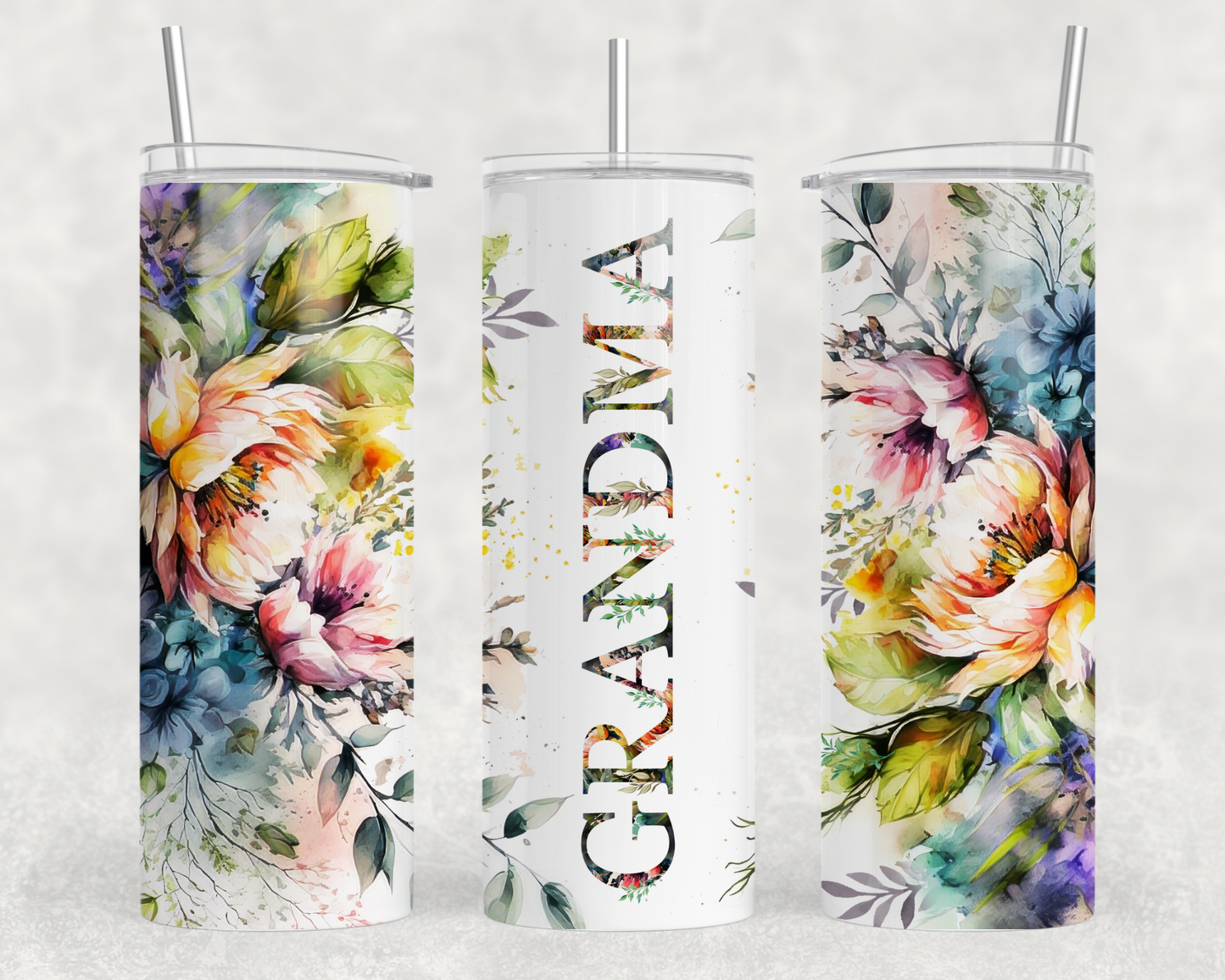 Mama, Memaw, Grandma, Noni Bright Floral Tumbler Wrap