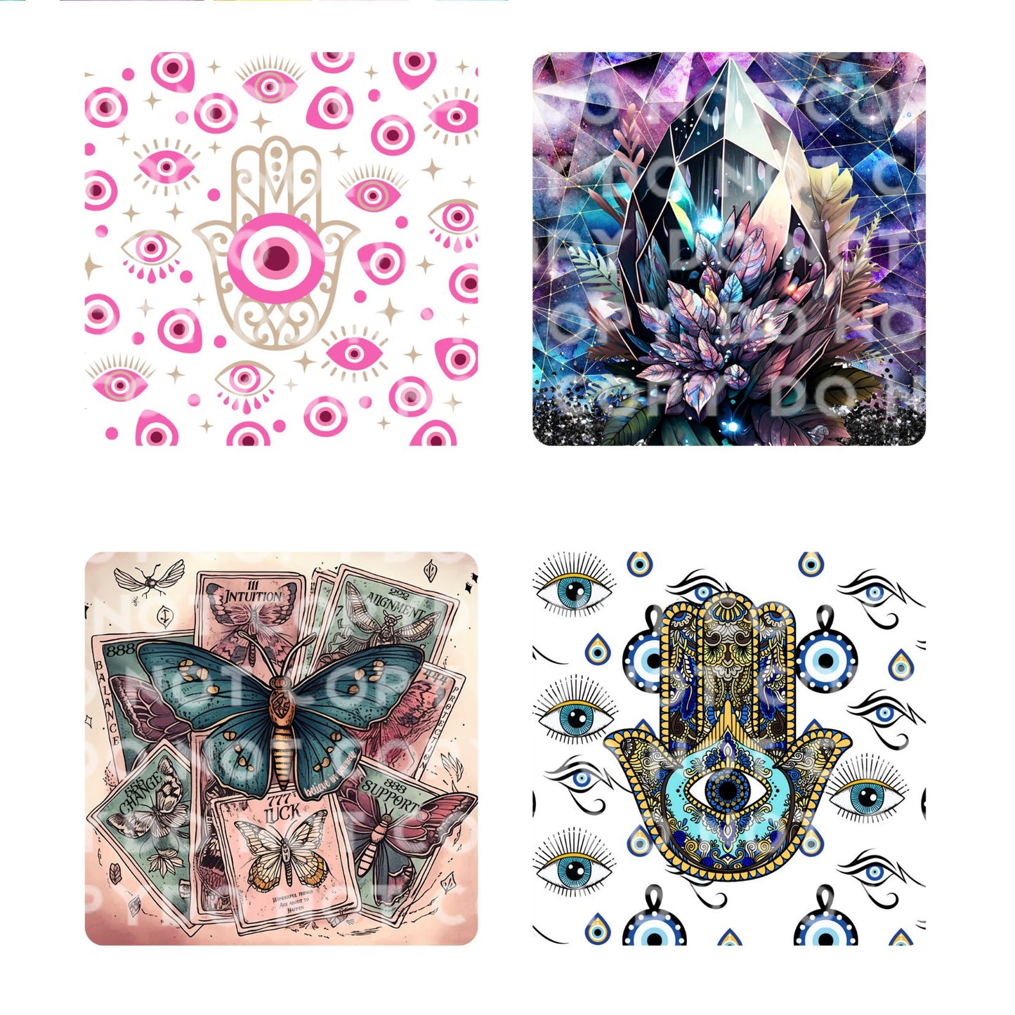 Tarots & Evil Eye Car Air Freshener & 4 inch Coaster Sublimation Print