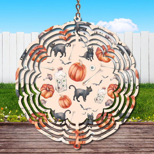 Cats, Bones, & Eye Balls Wind Spinner Sublimation Print