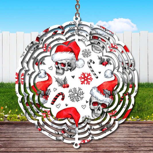 Christmas Skulls Wind Spinner Sublimation Print