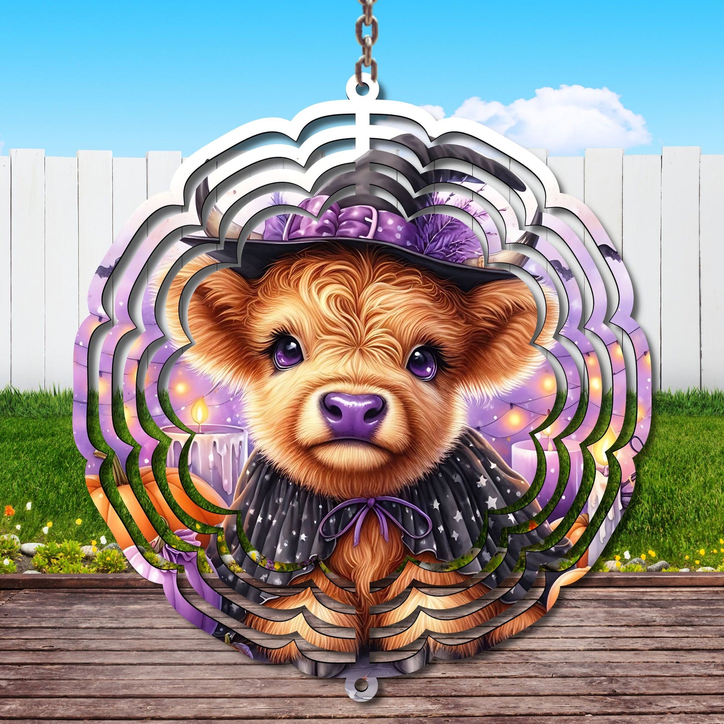 Purple Witchy Cow Wind Spinner Sublimation Print