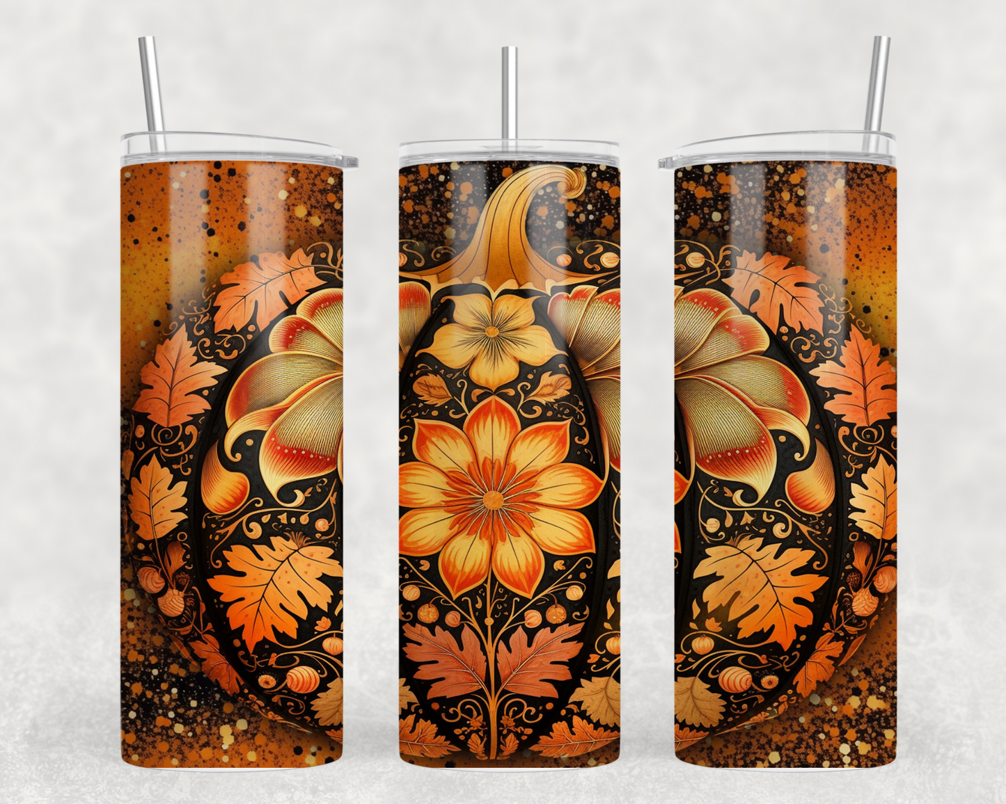 Floral Pumpkin Tumbler Wrap