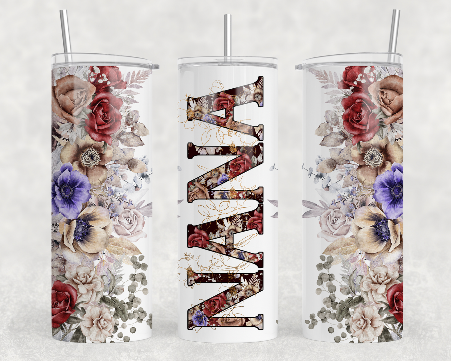 Nana Red Floral Tumbler Wrap